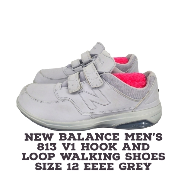 New Balance Men’s 813 V1 Hook and Loop Walking Shoes Size 12 EEEE Grey - Picture 1 of 10